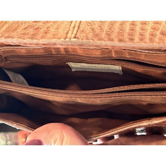 Liz Claiborne Brown Faux Crocodile Shoulder Bag - Picture 4 of 6